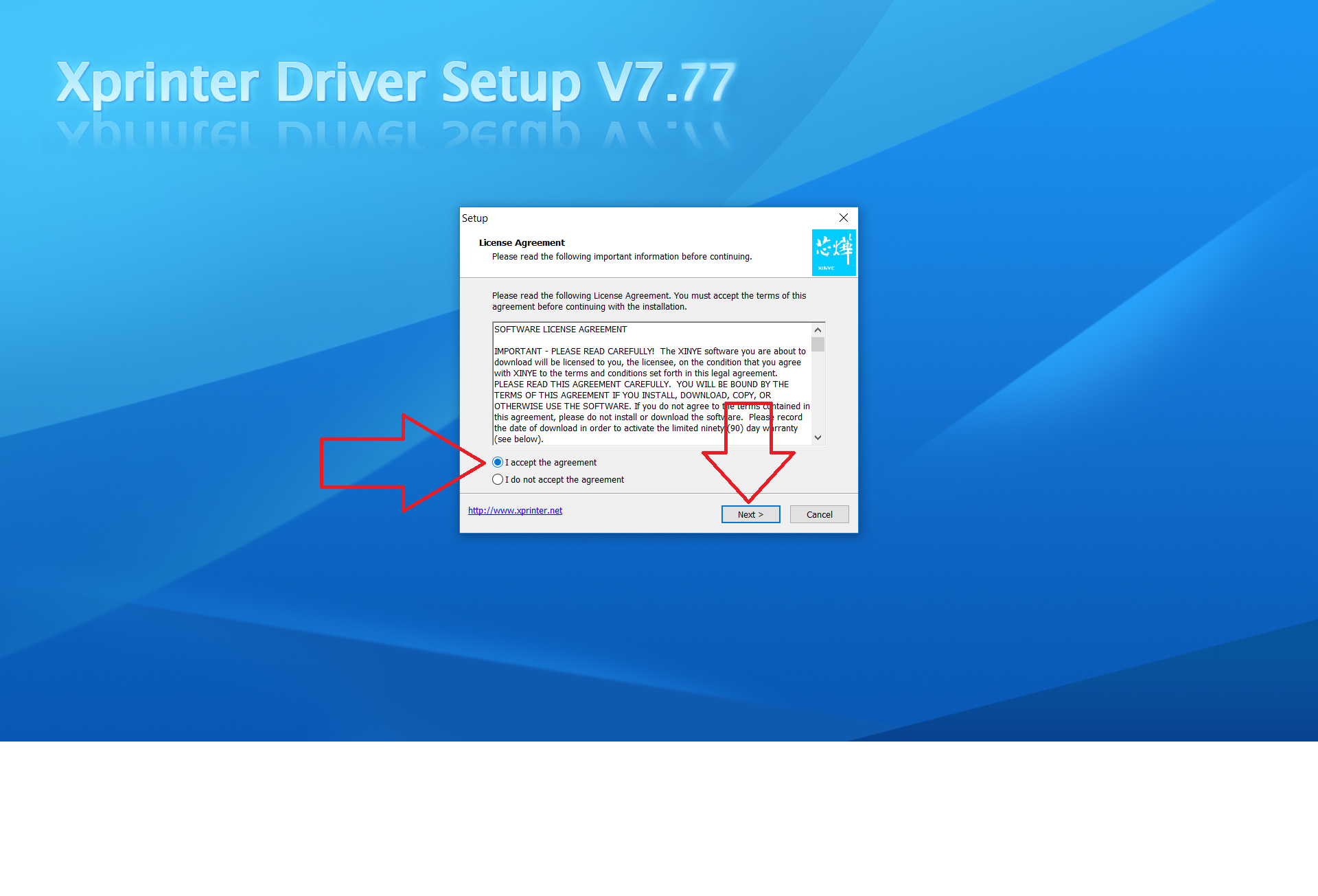 xprinter driver setup v7.77 .exe
